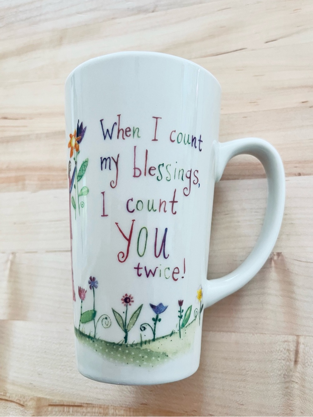 Natural Life Floral Ceramic Mug - "When I Count My Blessings"